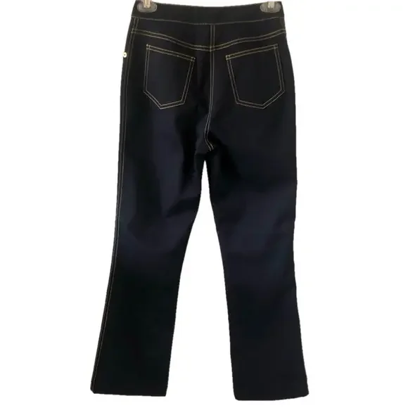 St. John Sport bootcut jeans Vintage Y2K size 0 gold logo & stitching dark navy - Picture 7 of 12